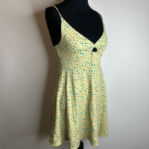 Y2K Urban Outfitters Green Yellow Floral Babydoll Dress Womens Size S Fairycore - Picture 3 of 8